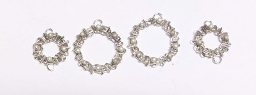 Judy Larson's Smashing Drop Earrings - , Contemporary Wire Jewelry, Oxidizing Wire, Oxidizing, Antiquing Wire, Antiquing, Test out various sized balls around each smashed ring